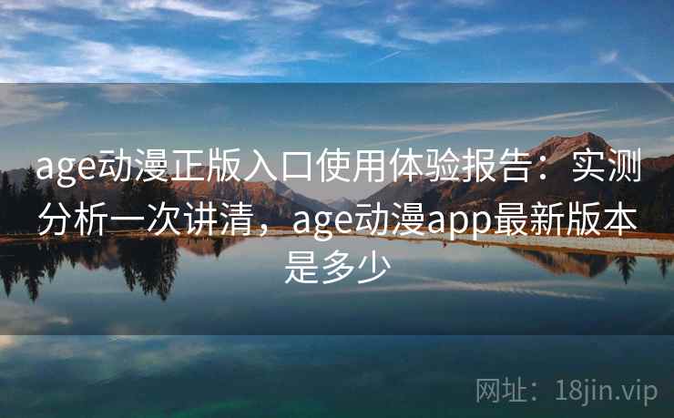 age动漫正版入口使用体验报告：实测分析一次讲清，age动漫app最新版本是多少