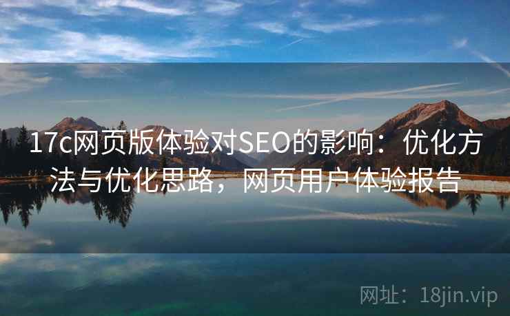 17c网页版体验对SEO的影响：优化方法与优化思路，网页用户体验报告